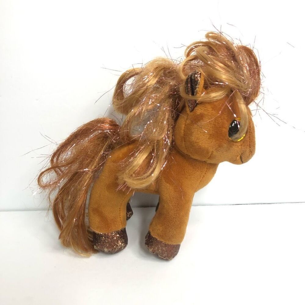 ty beanie boo glitter the horse tan brown tinsel hair 6 inch glitter hooves 2019